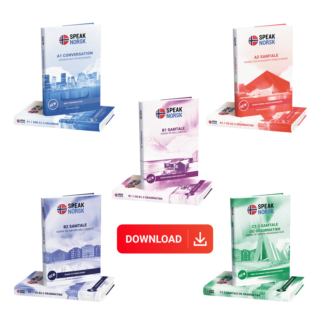 E-Book Collection of all Speak Norsk books: A1 to C1 level (grammar & conversation)